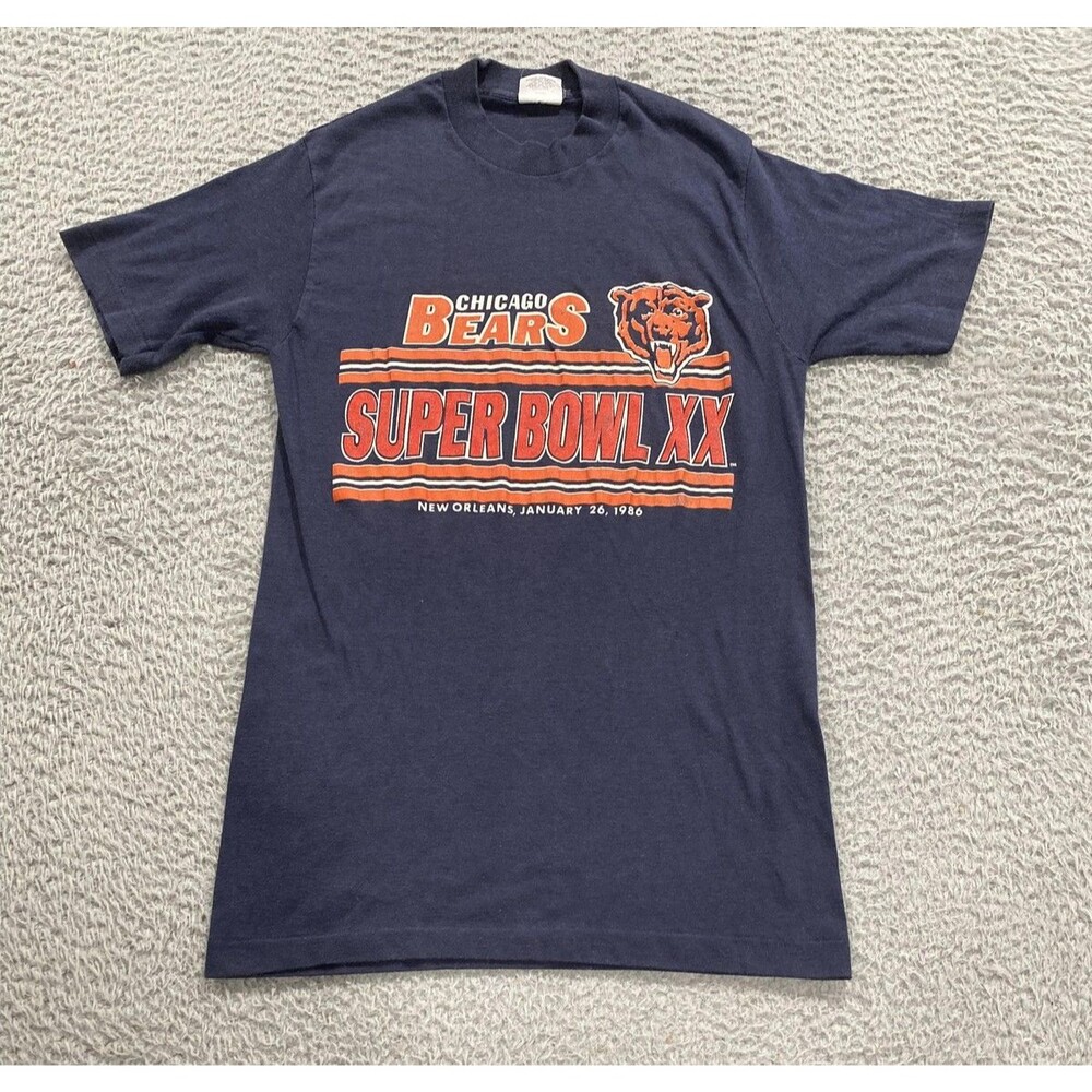 Chicago Bears Shirt Mens Small Blue NFL Football Super Bowl XX Signal VTG 80 USA